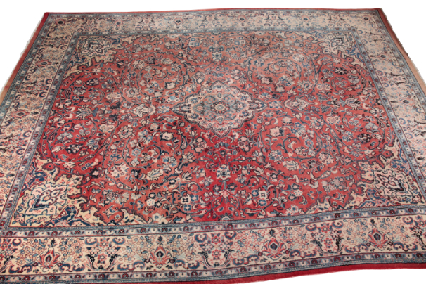 A MESHAD CARPET woven in blue and