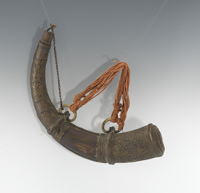 A Metal Clad Powder Horn 19th