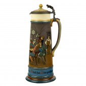 A METTLACH STONEWARE PEWTER MO