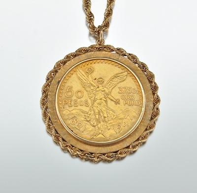 A Mexican 50 Peso Gold Coin As