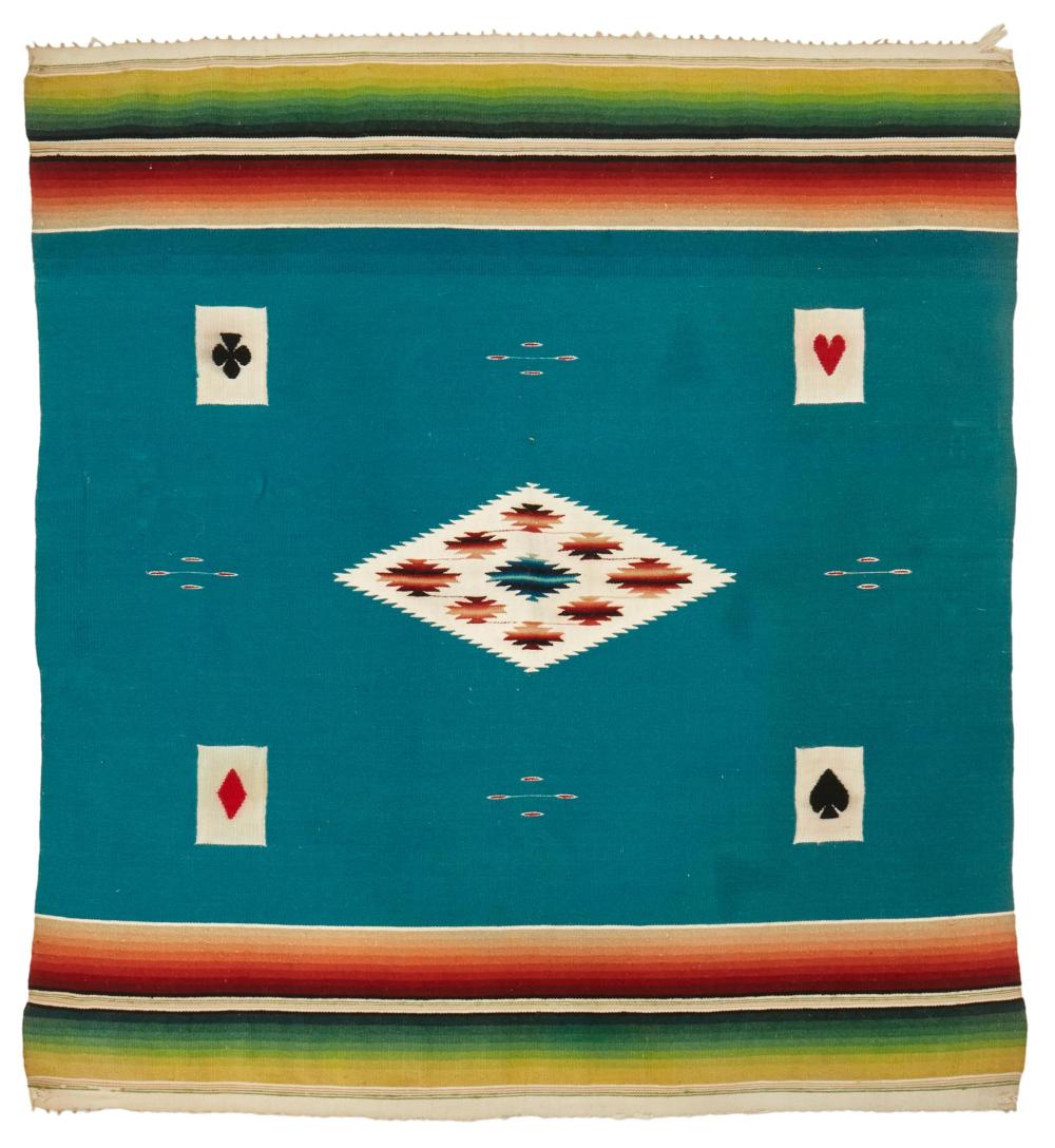 A MEXICAN SERAPE CARD TABLE