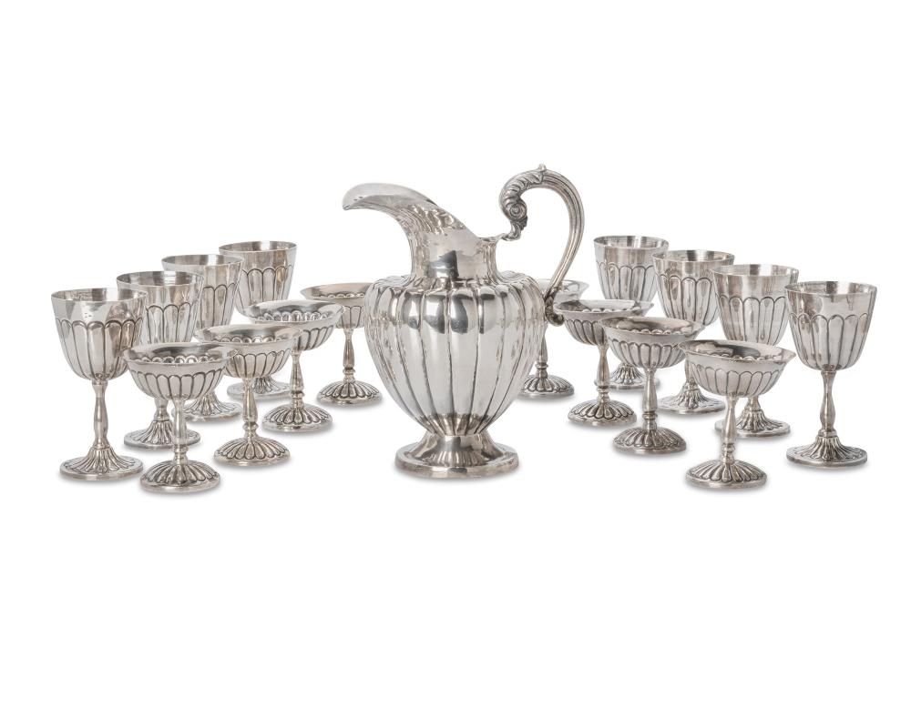 A MEXICAN SILVER BEVERAGE SETA