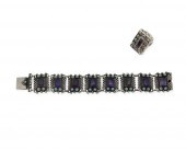 A MEXICAN SILVER BRACELET AND