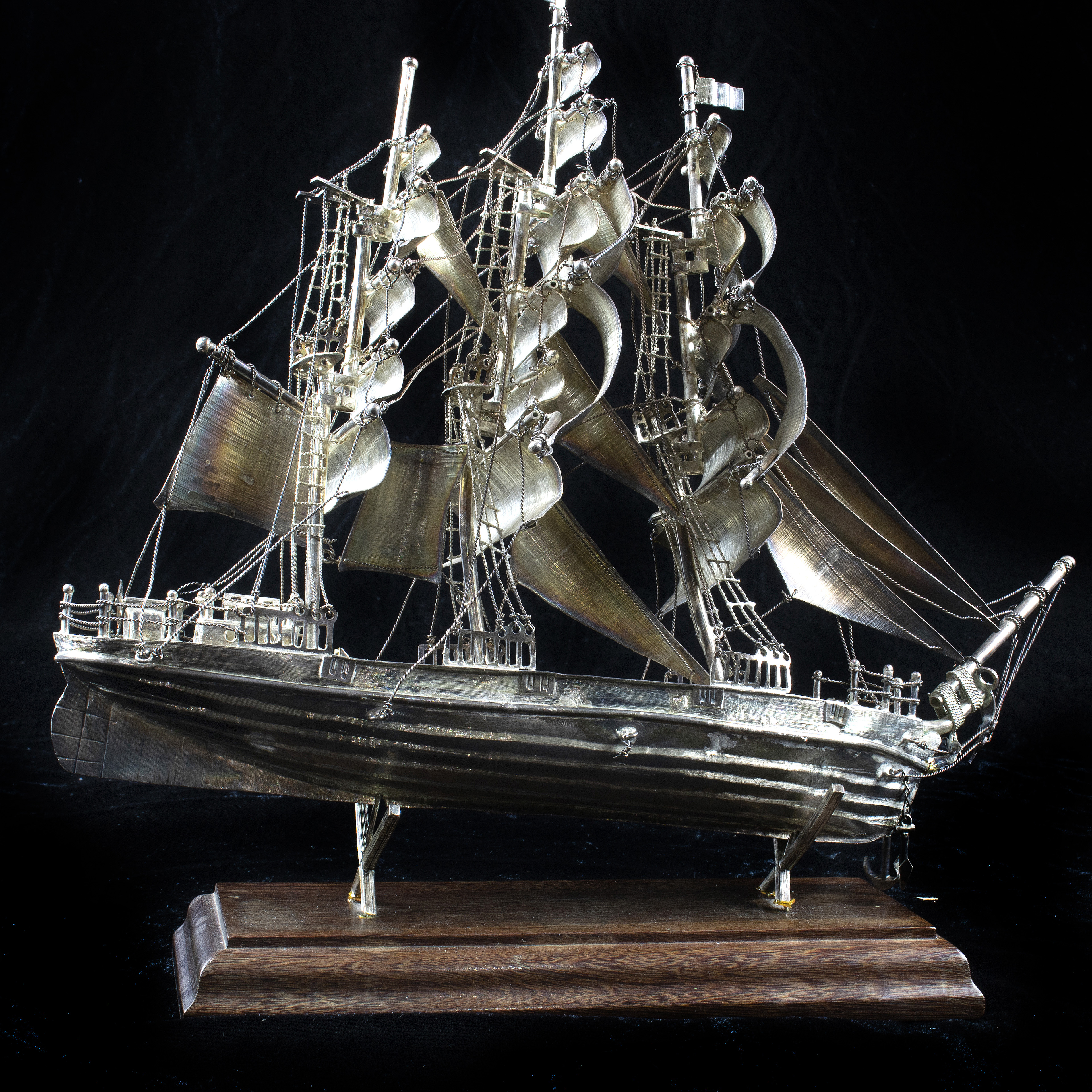 A MEXICAN SILVER SHIP MODEL A