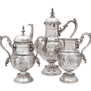 A Mexican Silver Three-Piece Coffee