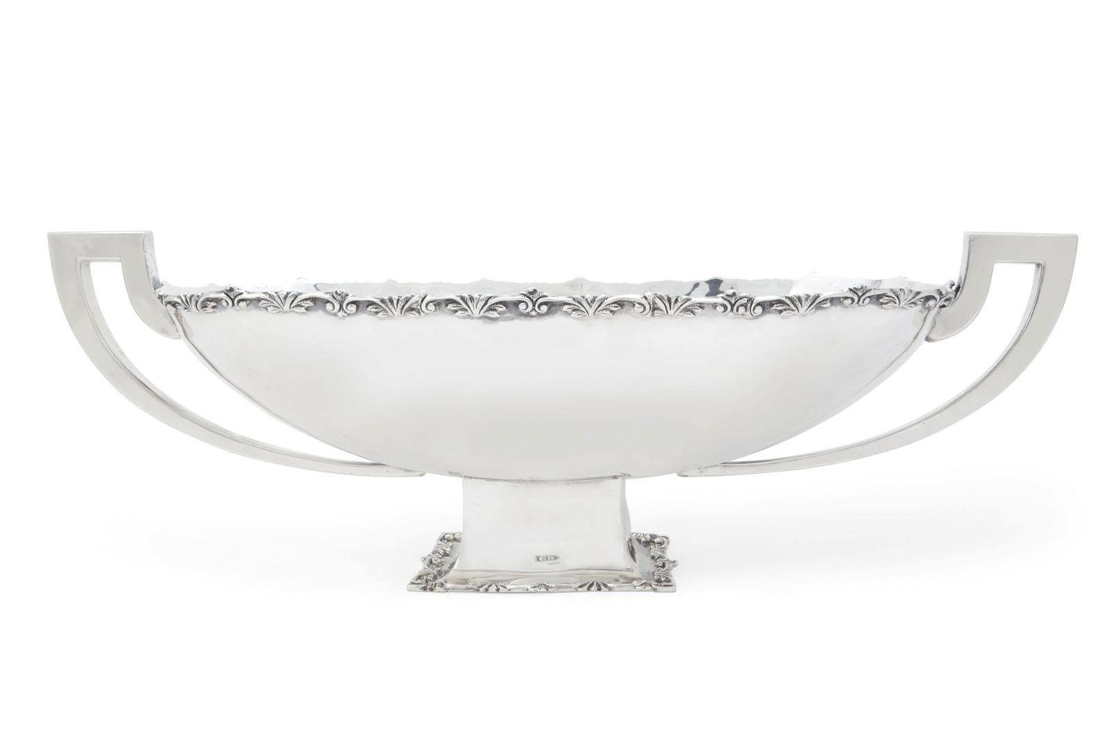 A MEXICAN SILVER TWO HANDLED OVAL
