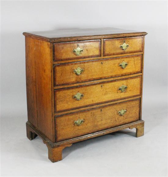 A mid 18th century inlaid oak chest