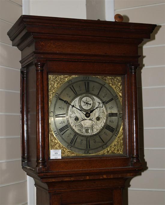 A mid 18th century oak eight day