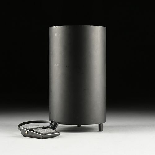 A MID CENTURY BLACK ENAMELED
