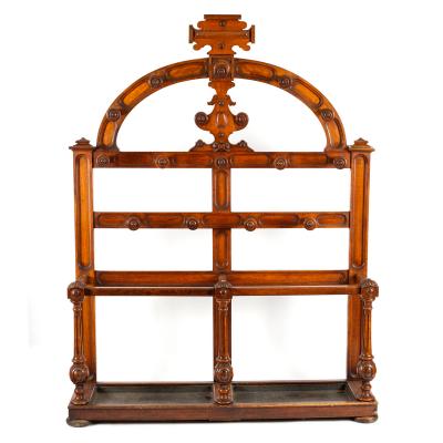 A mid-Victorian oak hall stand, the