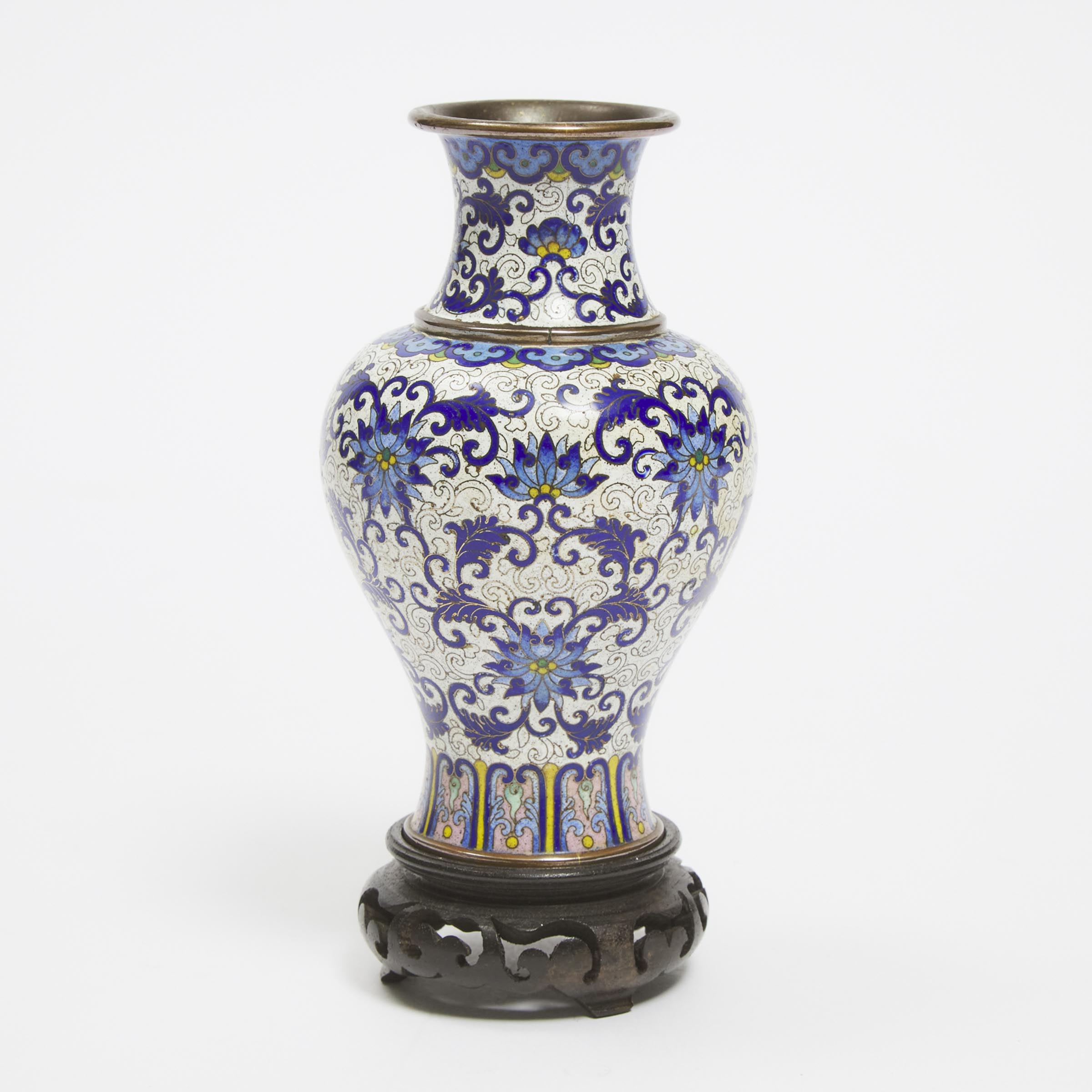 A Ming-Style Blue-Enameled 'Peony