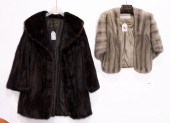 A MINK FUR COAT AND SHAWL A mi