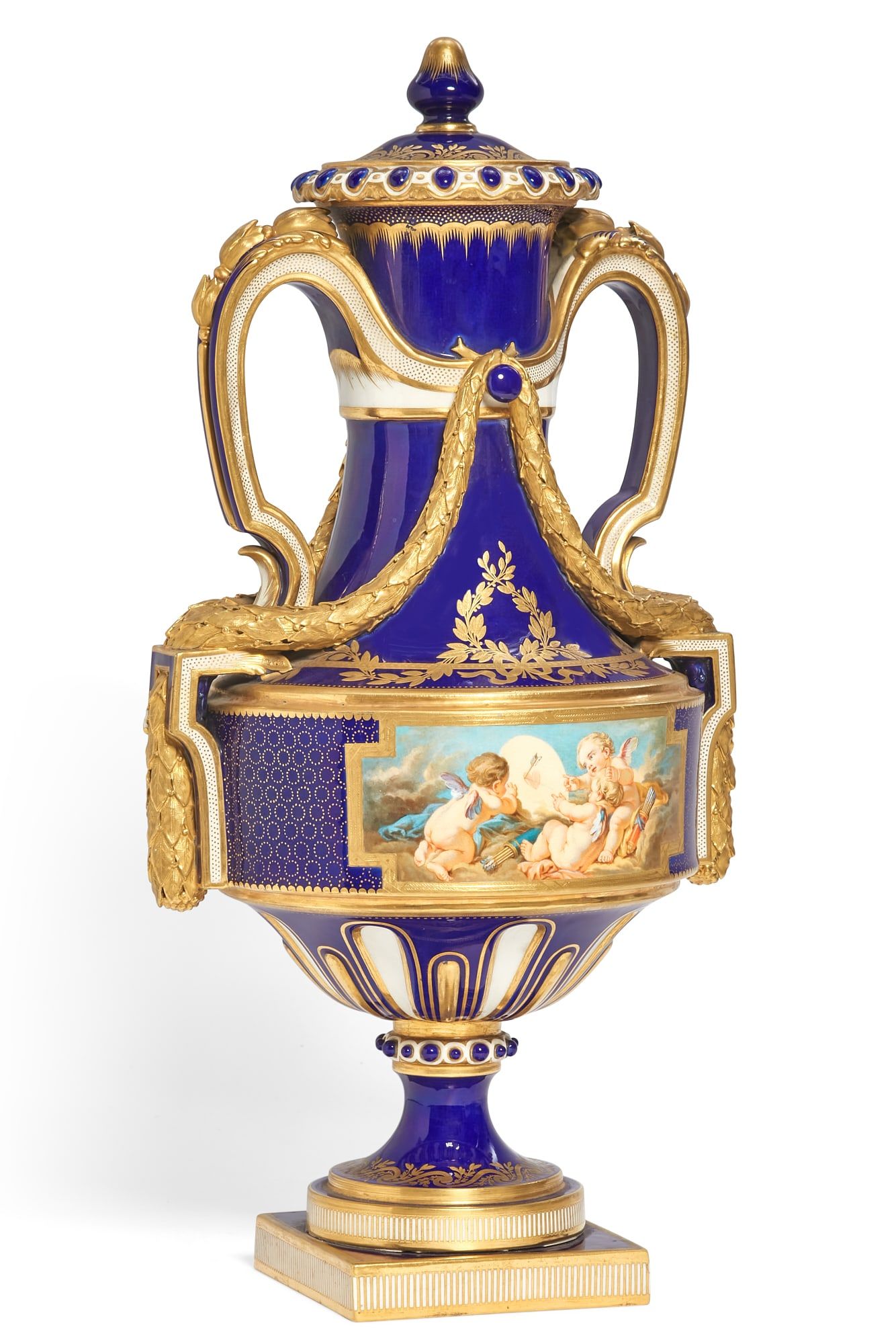 A MINTON COBALT GROUND PORCELAIN