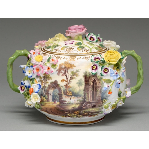 A Minton floral encrusted Globe