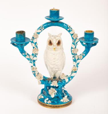 A Minton porcelain three-light