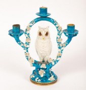 A Minton porcelain three-light