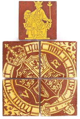 A Minton tile and a set of four
