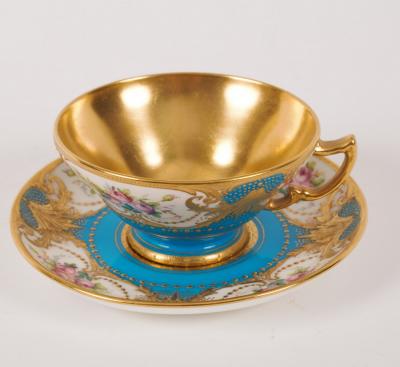 A Minton turquoise ground cabinet