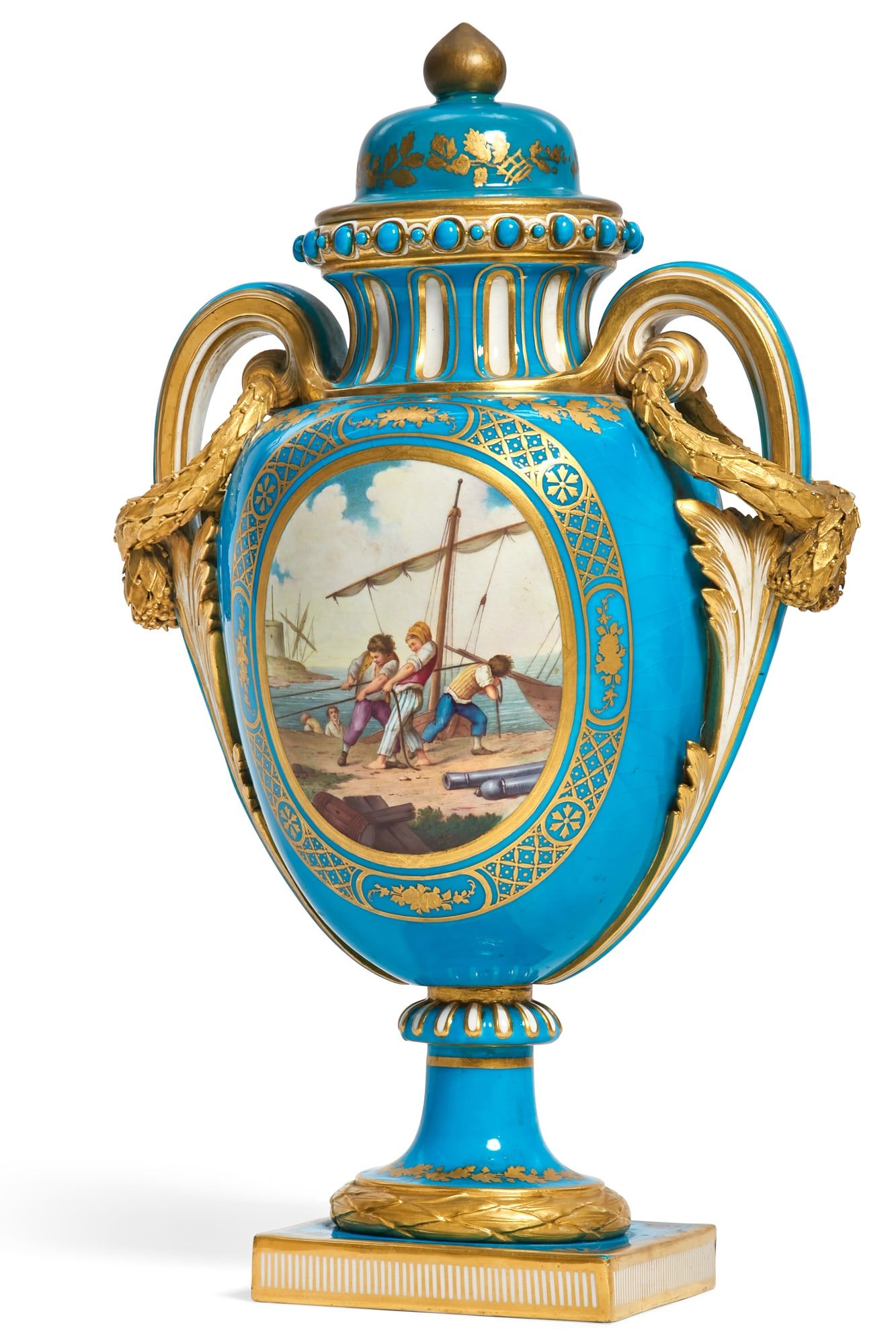 A MINTONS PORCELAIN COVERED URNA