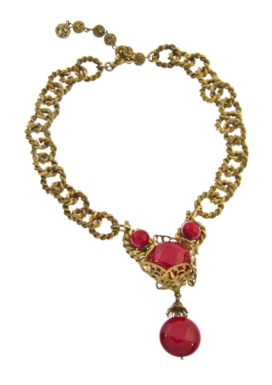 A Miriam Haskell Goldtone and Red