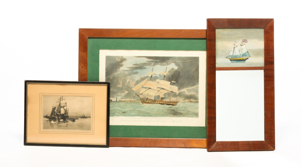 A MIRROR AND TWO PRINTS. Nineteenth