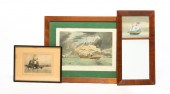 A MIRROR AND TWO PRINTS. Ninet