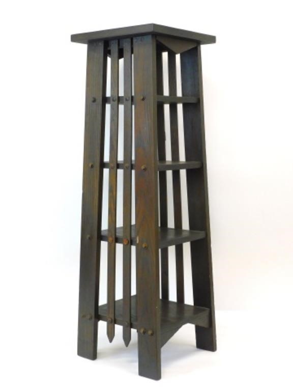 A MISSION OAK TALL TABORET