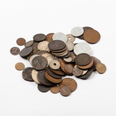 A mixed collection of world coins
