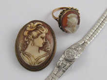 A mixed lot comprising a cameo ring