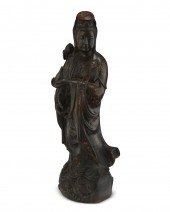 A MIXED METAL INLAID FIGURE OF