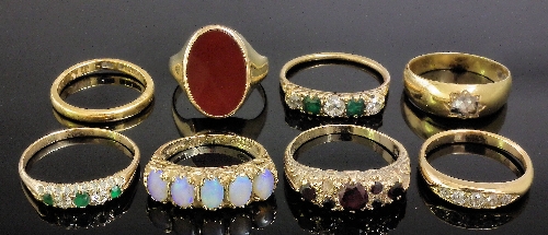 A modern 9ct gold opal mounted five