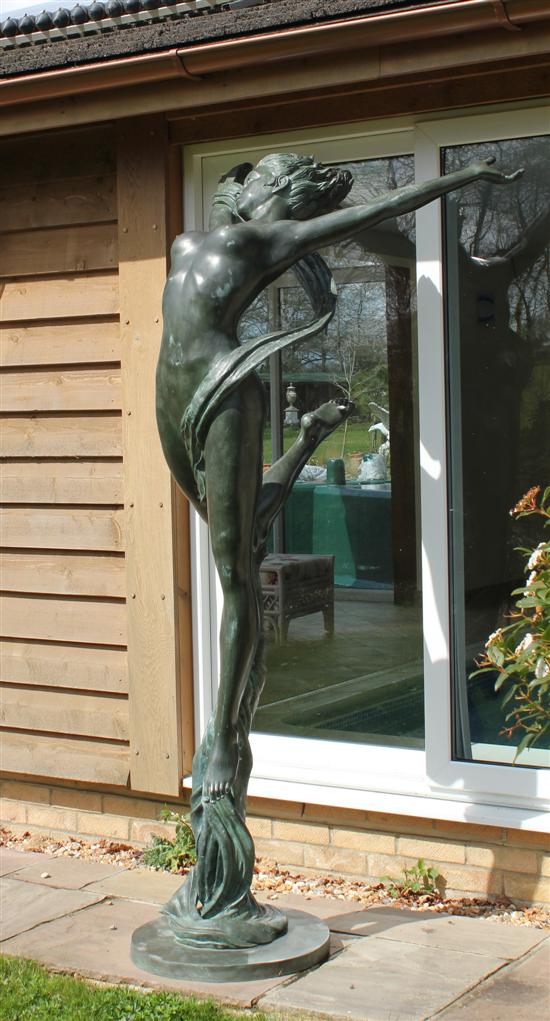 A modern bronze garden statue