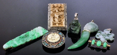 A modern Chinese mid green carved