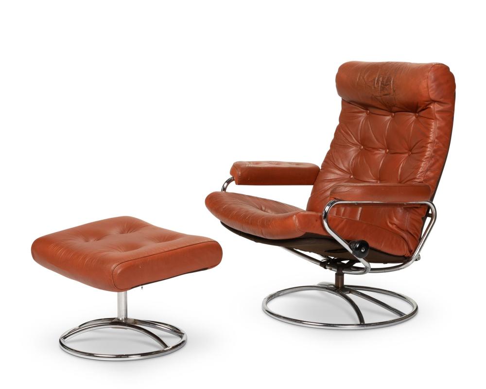 A MODERN CHROME AND LEATHER
