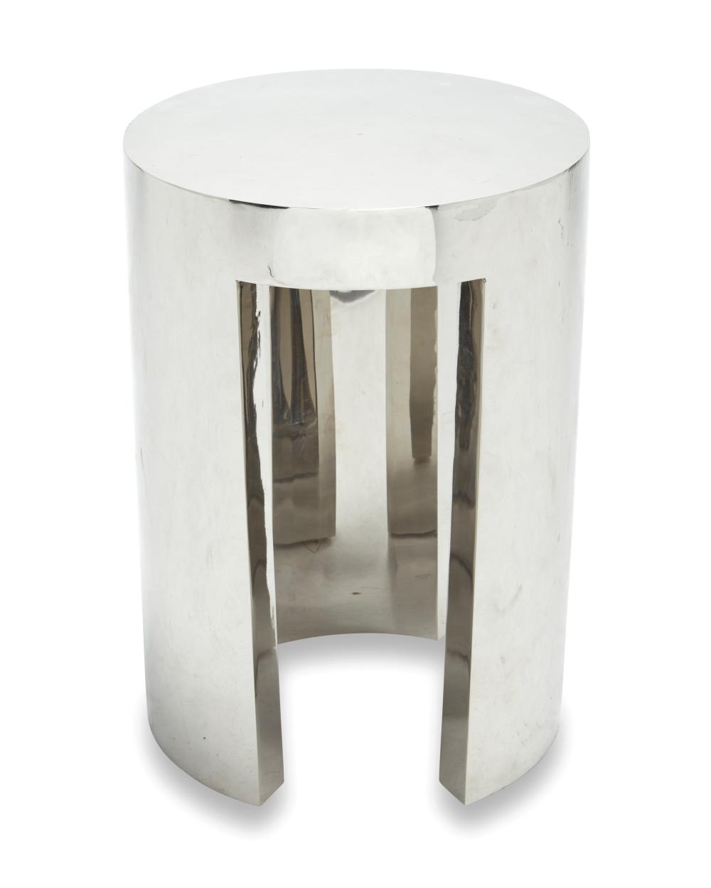 A MODERN CHROME-PLATED METAL SIDE