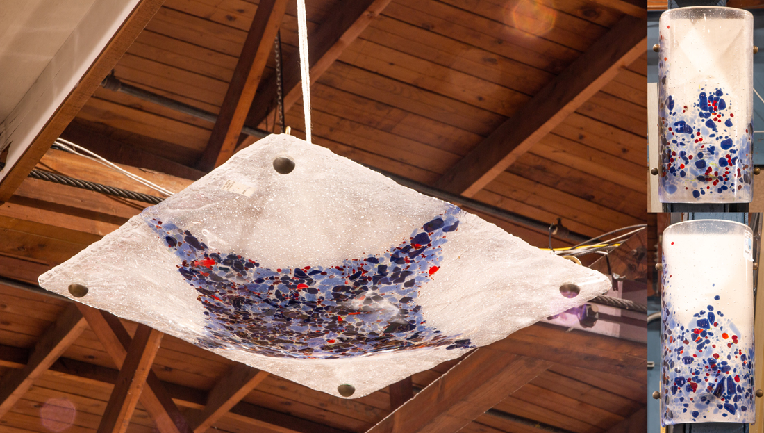 A MODERN FUSED GLASS SQUARE CEILING