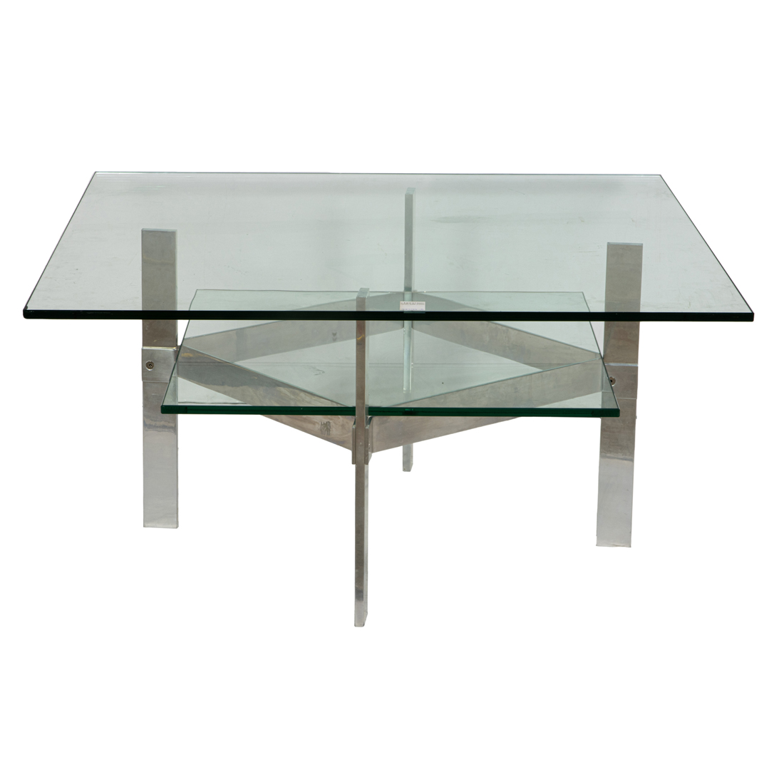 A MODERN GLASS AND CHROME