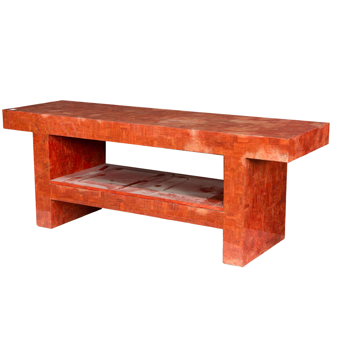 A MODERN LACQUERED RED PARCHMENT