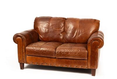 A modern leather two-seater sofa,