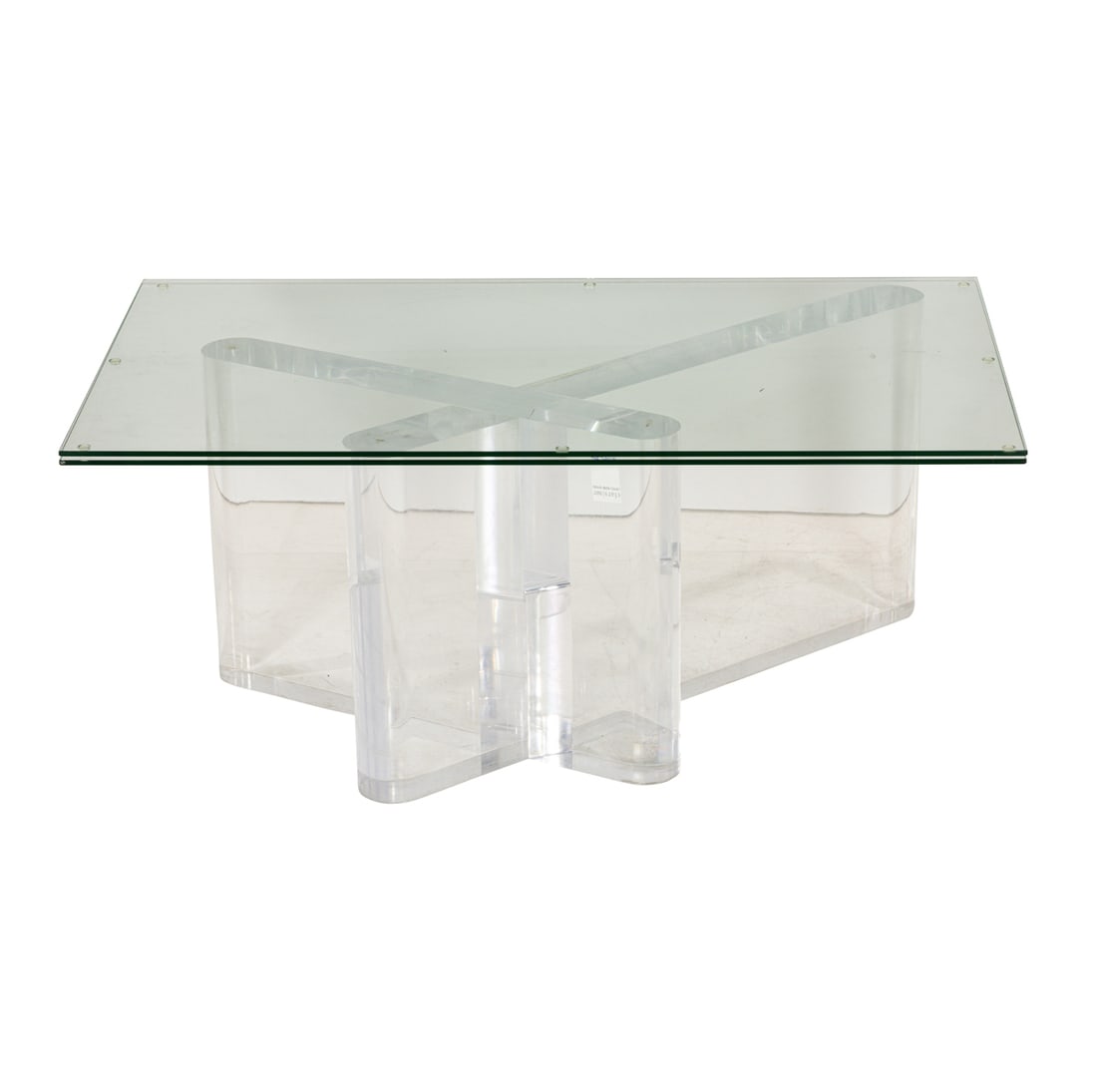 A MODERN LION IN FROST LUCITE TABLE