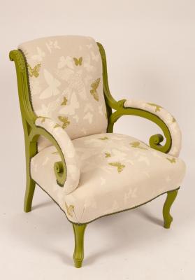 A modern painted and upholstered
