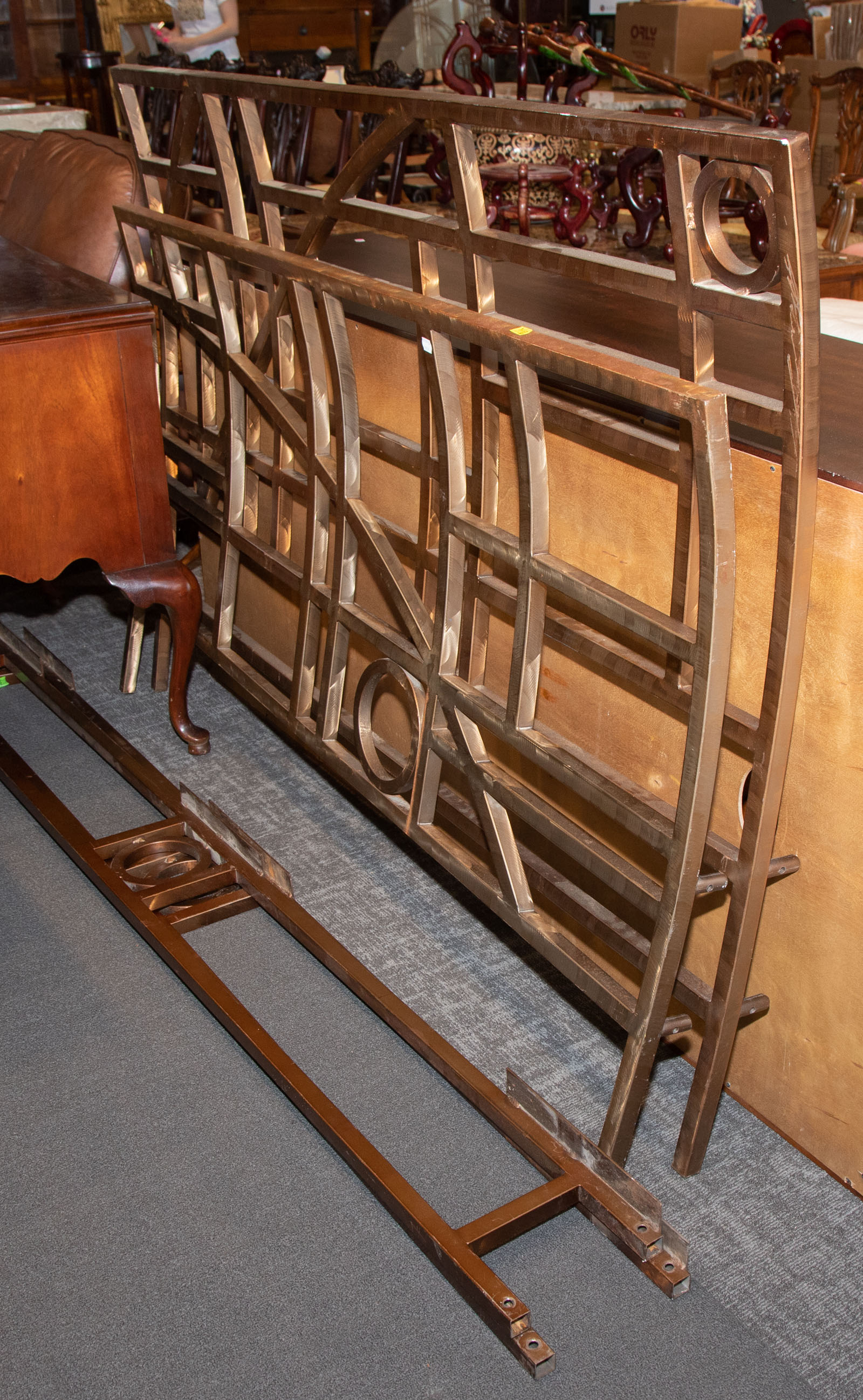 A MODERN STYLE PATINATED IRON BED