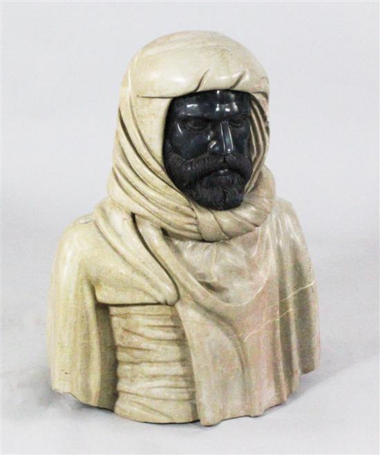 A modern two colour marble bust