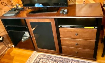 A modern walnut and black