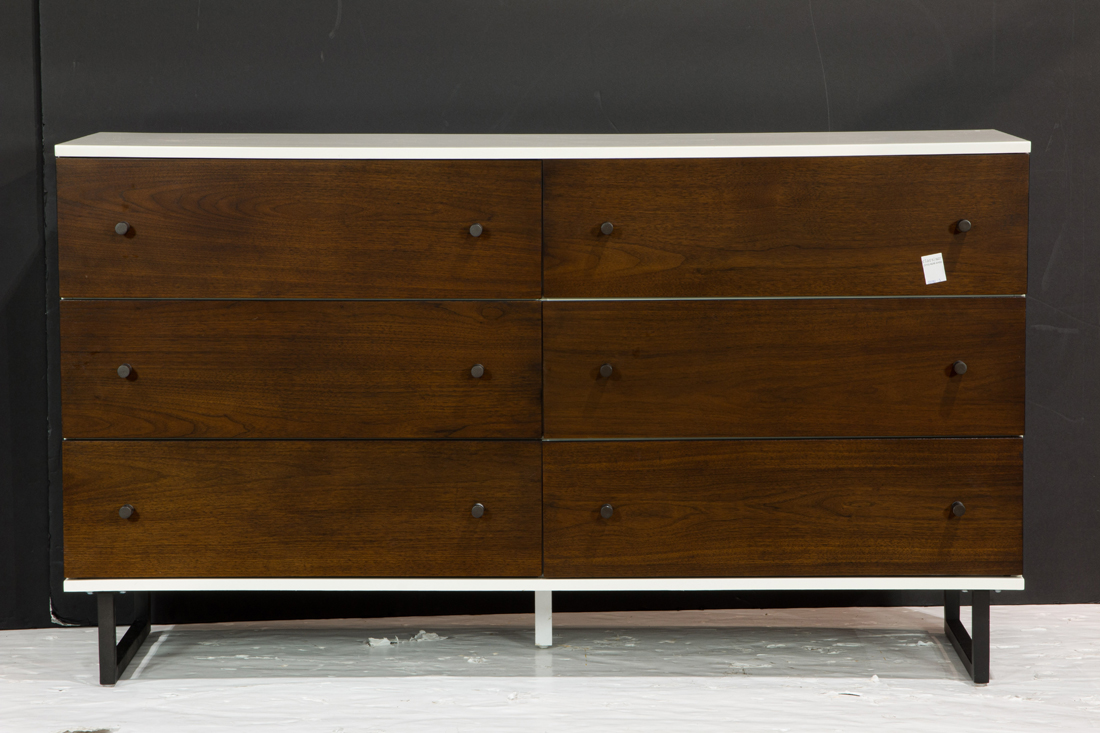 A MODERN WHITE LAMINATE AND WOOD