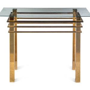 A Modernist Brass and Glass Table