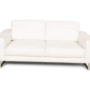 A Modernist Chrome and Leather Sofa