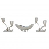 A MODERNIST STERLING GARNITURE