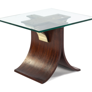 A Modernist Wood Veneer and Glass