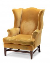 A MOHAIR WINGBACK ARMCHAIRA mo